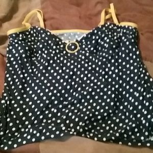 2 piece nautica swim suit, navy blue white dots